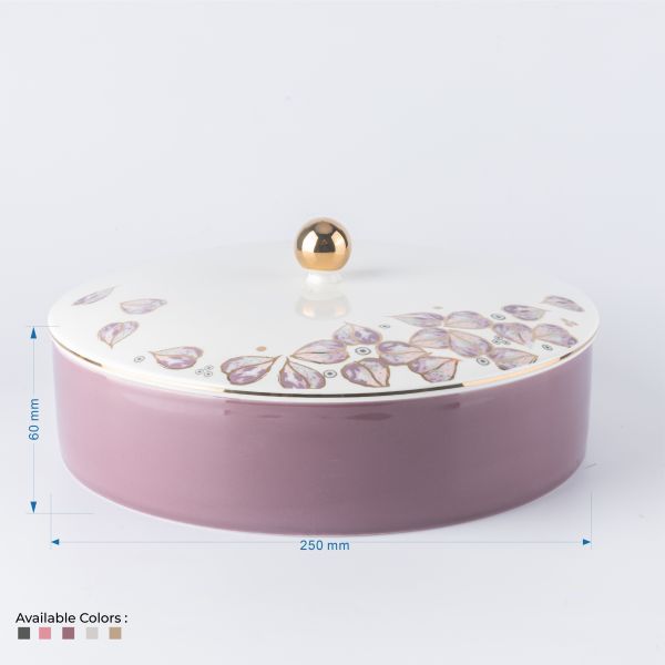 Lila elegante - Recipiente/servidor grande decorativo - Rosa y dorado
