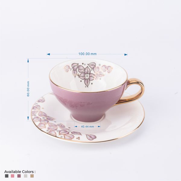 Lila elegante - Tazas de capuchino - Púrpura y dorado