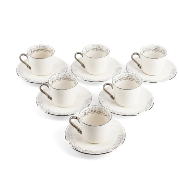 Elegant Joud- Cappuccino Cups -White & Silver