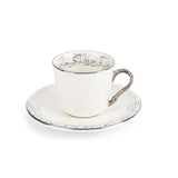 Elegant Joud- Tazas de Capuchino -Blanco y Plata