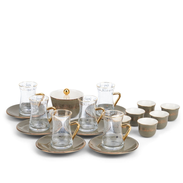 Elegant Joud- Tea Set (Set of 19) -Grey