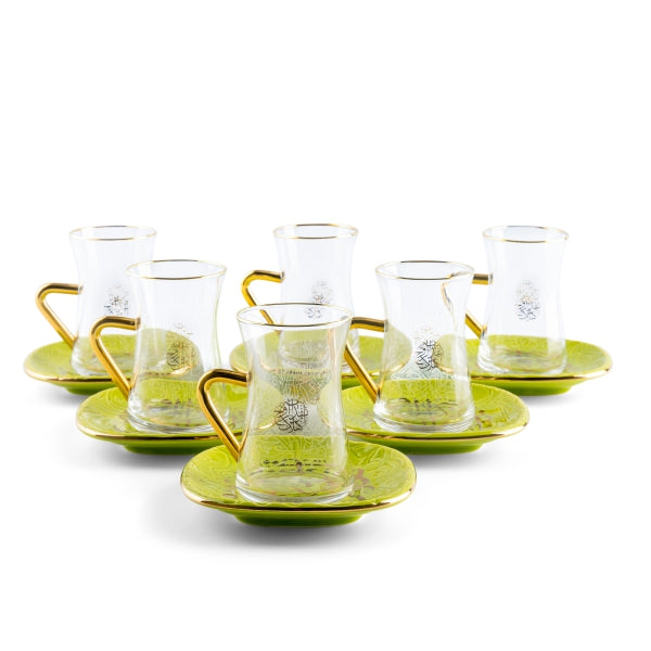 Zuwar - Tea Set, Set Of 12- Green