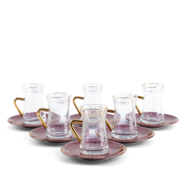 Elegant Joud- Juego de 6 vasos y platillos para té, color morado