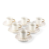 Ratán- Tazas de café turco, (12 piezas)- Beige y dorado