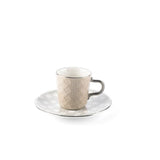 Rattan- Turkish Coffee Cups, (12-Pc)- Pearl & Silver