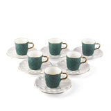 Rattan- Turkish Coffee Cups, (12-Pc)- Green & Gold