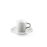 Ratán- Tazas de café turco, (12 piezas)- Gris y plateado