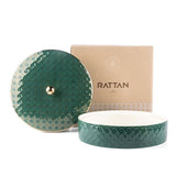 Rattan- Tazón de fecha grande- Verde y dorado