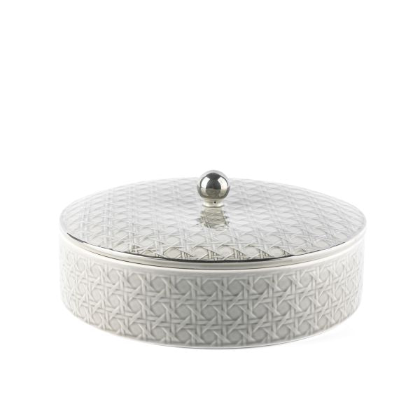 Rattan- Large Date Bowl- Grey & Silver