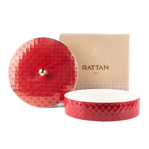 Rattan- Large Date Bowl- Red & Gold