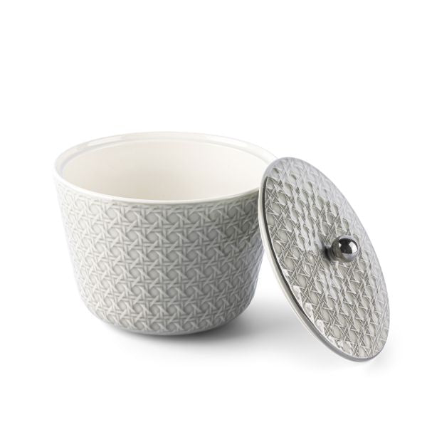 Rattan- Large Date Bowl- Grey & Silver