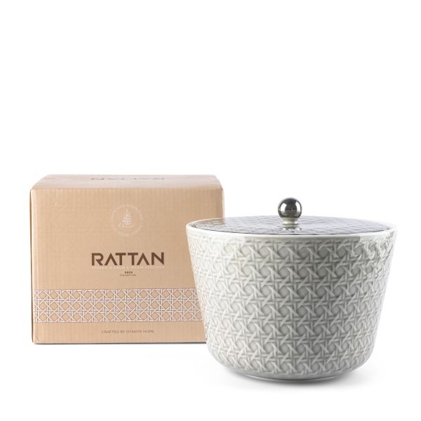 Rattan- Large Date Bowl- Grey & Silver