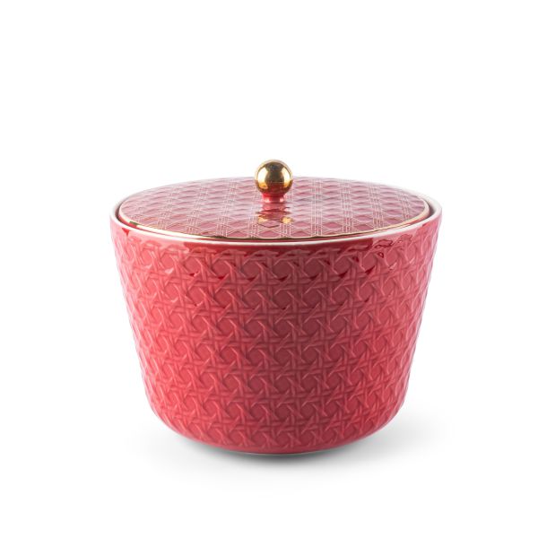 Rattan- Tazón de dátil grande- Rojo y dorado