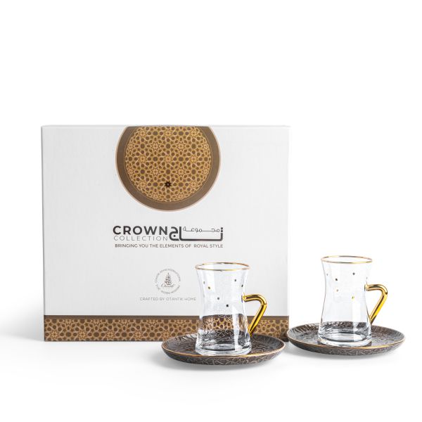 Crown - Juego de té (12 piezas) - Negro y dorado