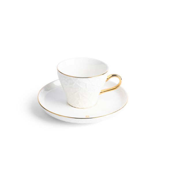 Crown - Cappuccino Cups (12-Pc)- White & Gold