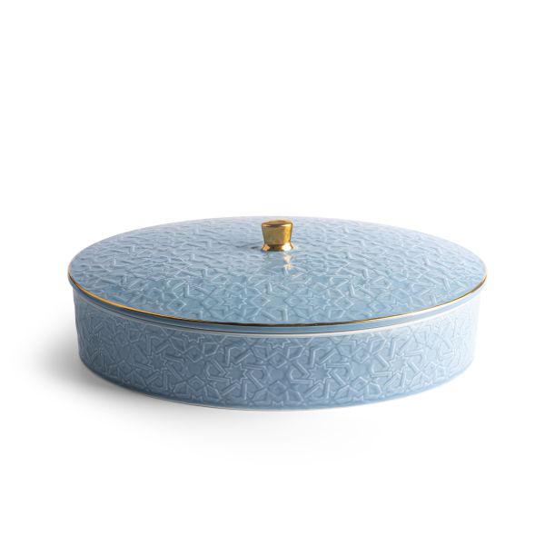 Crown - Large Date Bowl - Baby Blue & Gold