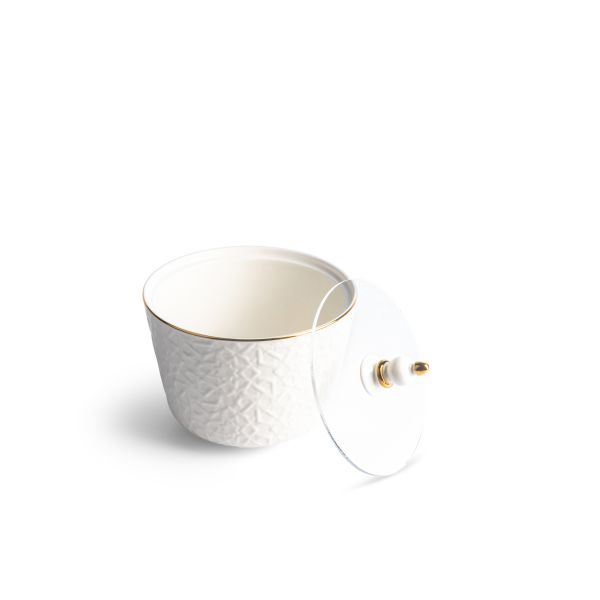 Crown - Small Date Bowl - White & Gold