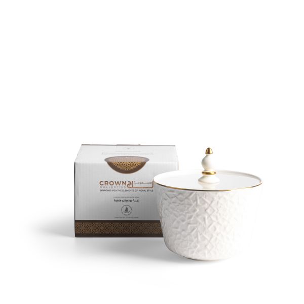 Crown - Small Date Bowl - White & Gold