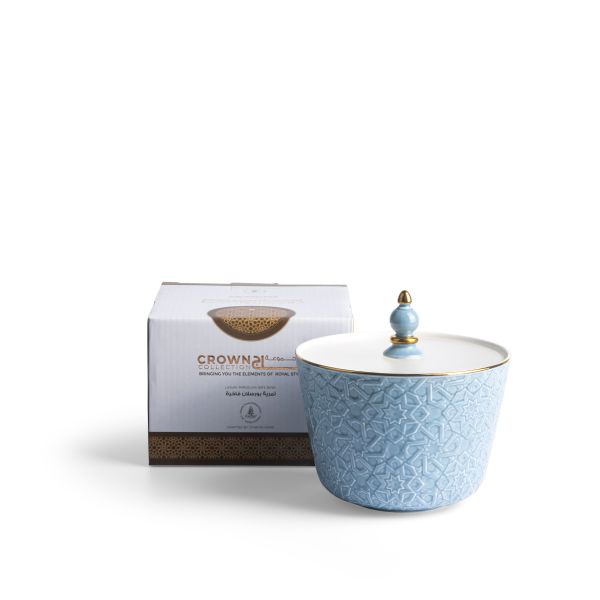 Crown - Small Date Bowl - Baby Blue & Gold