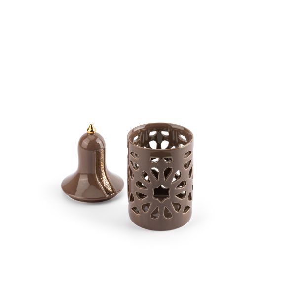 Luxury Noor - Medium Lantern Candle Holder - Brown & Gold