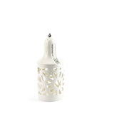 Luxury Noor - Portavelas tipo farol mediano - Blanco y plateado