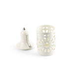 Luxury Noor  - Medium Lantern Candle Holder - White & Silver