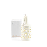 Luxury Noor - Portavelas tipo farol mediano - Blanco y plateado