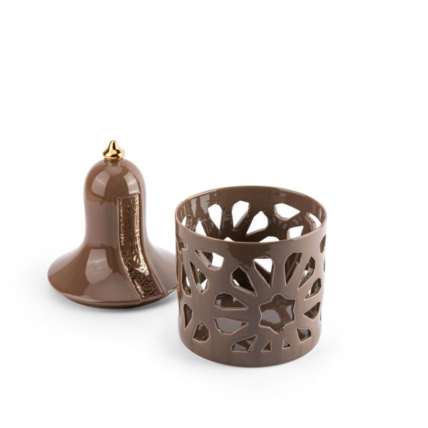 Luxury Noor - Large Lantern Candle Holder - Brown & Gold