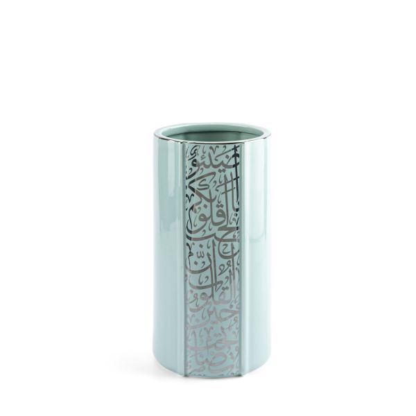 Luxury Noor - Large Decorative Vase - Blue & Silver