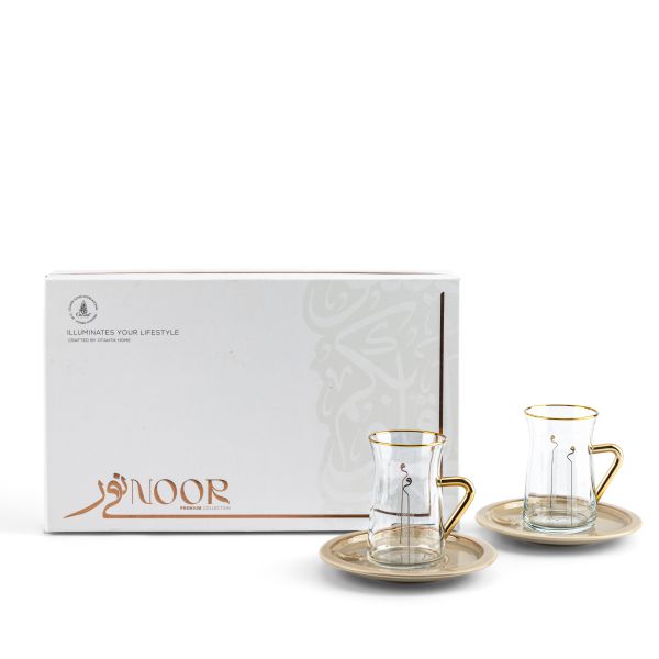 Luxury Noor - Tea Set (12-Pc) - Beige & Gold