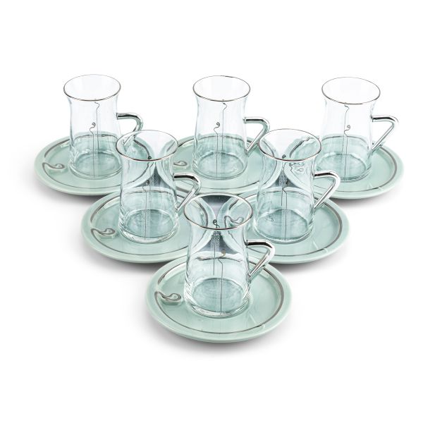 Luxury Noor - Tea Set (12-Pc) - Blue & Silver