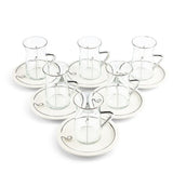 Luxury Noor - Tea Set (12-Pc) - White & Silver