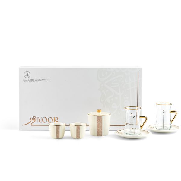 Luxury Noor - Tea Set (19-Pc) - White & Gold