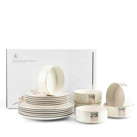 Luxury Fine Bone 45pc Dinnerware Set, Gold Trim - Otantik Imports