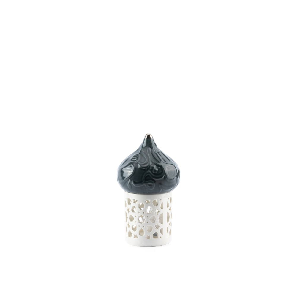 Diwan - Small Lantern Candle Holder - Dark Blue & Silver