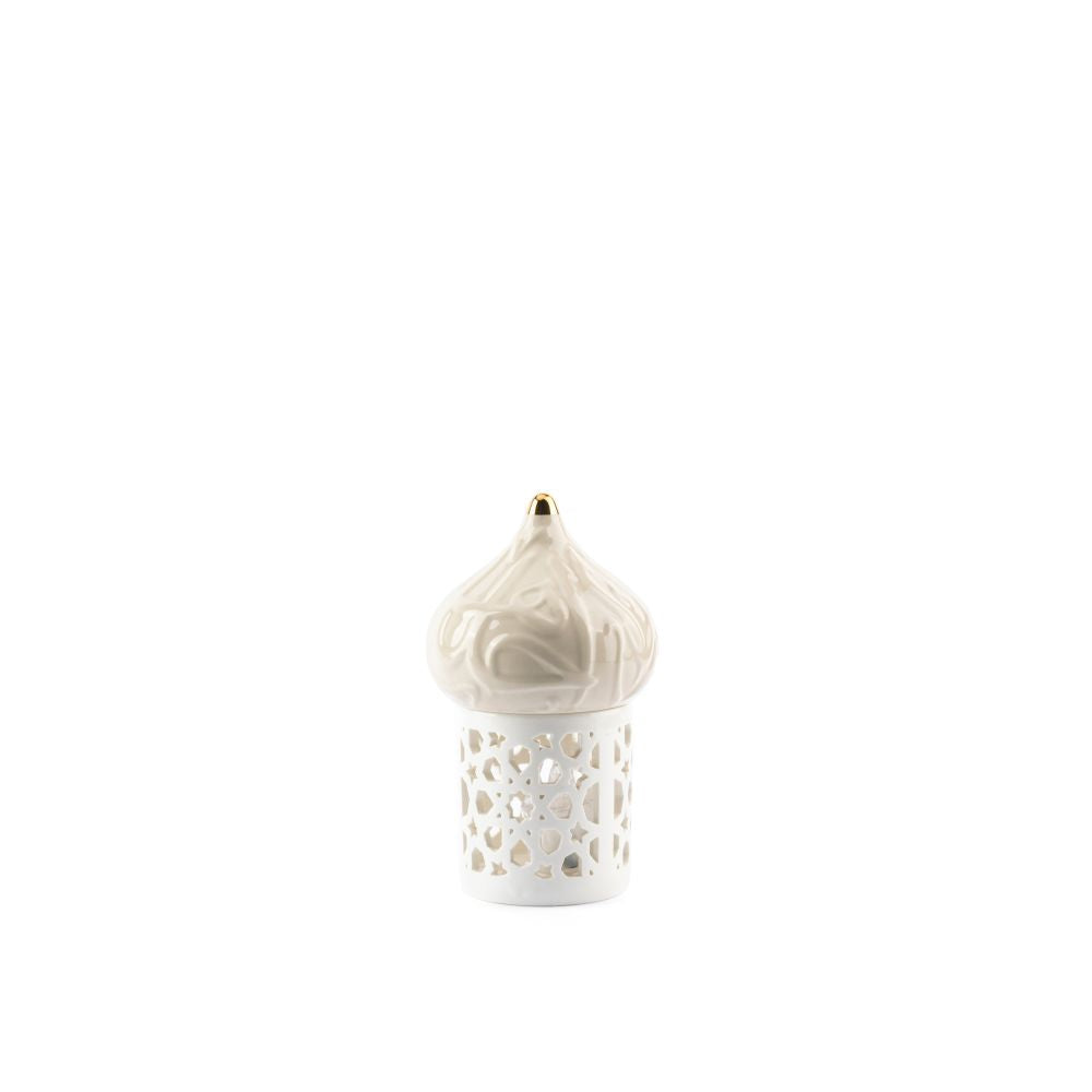 Diwan - Small Lantern Candle Holder - Beige & Gold