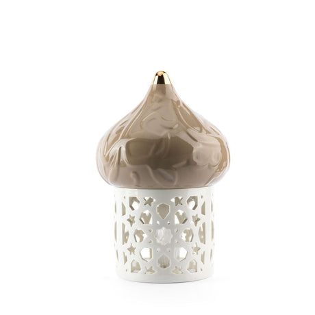 Diwan - Large Lantern Candle Holder -  Coffee & Gold