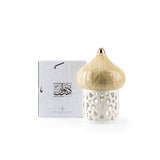 Diwan - Large Lantern Candle Holder - Ivory & Gold