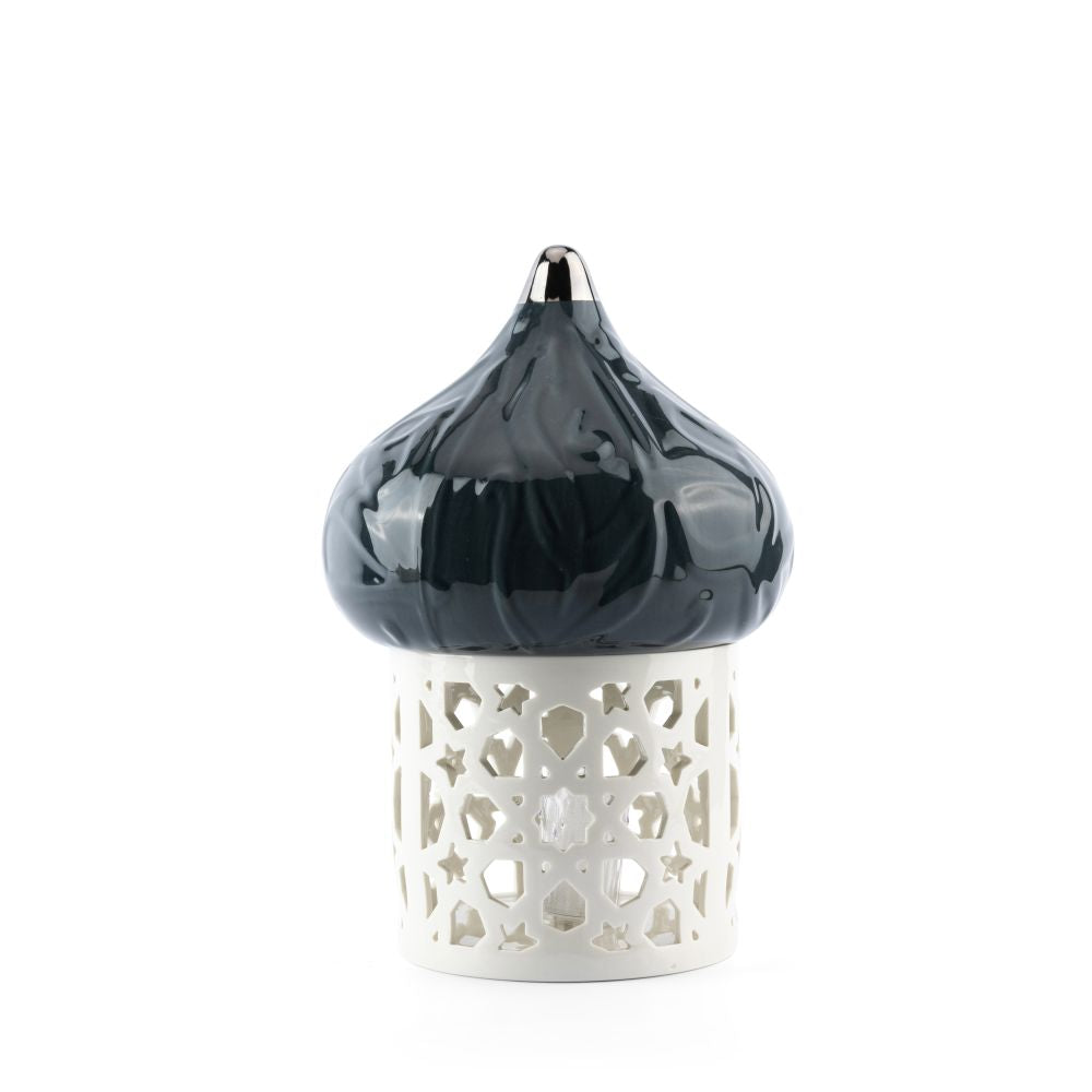 Diwan - Large Lantern Candle Holder - Dark Blue & Silver