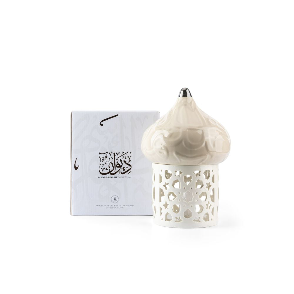 Diwan - Large Lantern Candle Holder  - Pearl & Silver