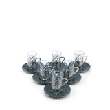 Diwan - Tea Set (12-Pc) - Dark Blue & Silver