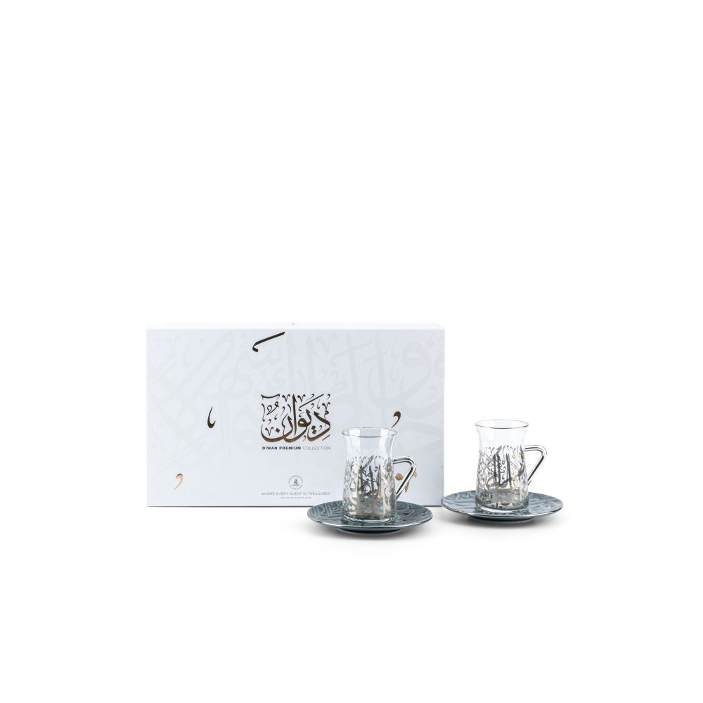 Diwan - Tea Set (12-Pc) - Dark Blue & Silver