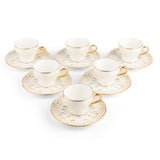 Classy Harir - Esspresso /Turkish Coffee Cups, (12-Pc)- Beige & Gold