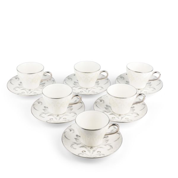 Classy Harir - Cappuccino Cups, (12-Pc)- Grey & Silver