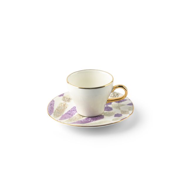 Amal - Espresso /Turkish Coffee Cups, (12-Pc)- Purple & Gold