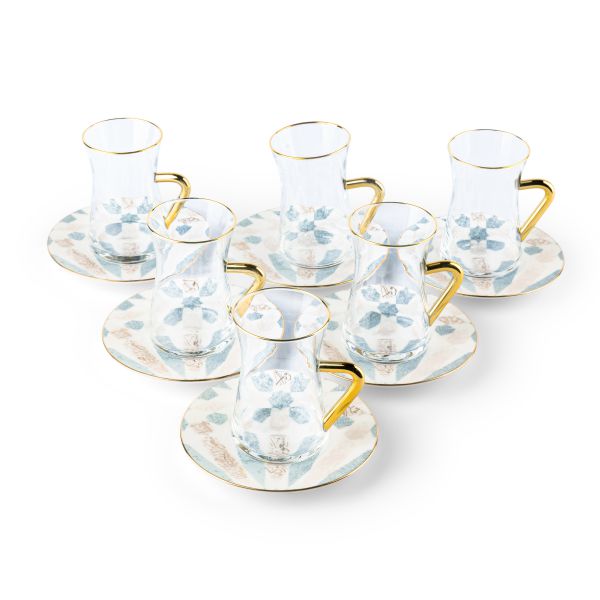 Amal - Tea Set (12-Pc) - Blue & Gold