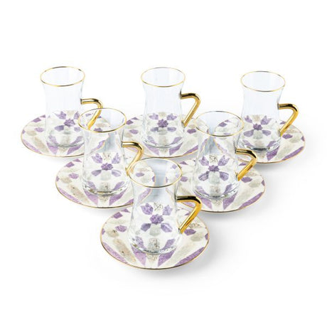 Amal - Tea Set (12-Pc) - Purple & Gold