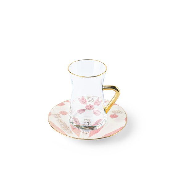 Amal - Tea Set (12-Pc) - Pink & Gold