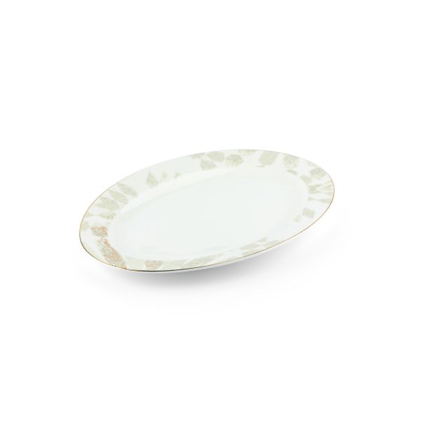 Amal - Plato llano individual de 12" - Beige y dorado