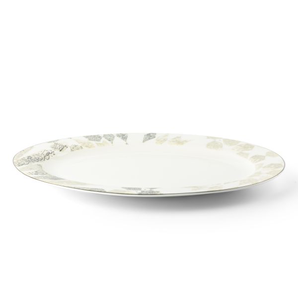 Amal - Plato llano individual de 14" - Gris y plateado